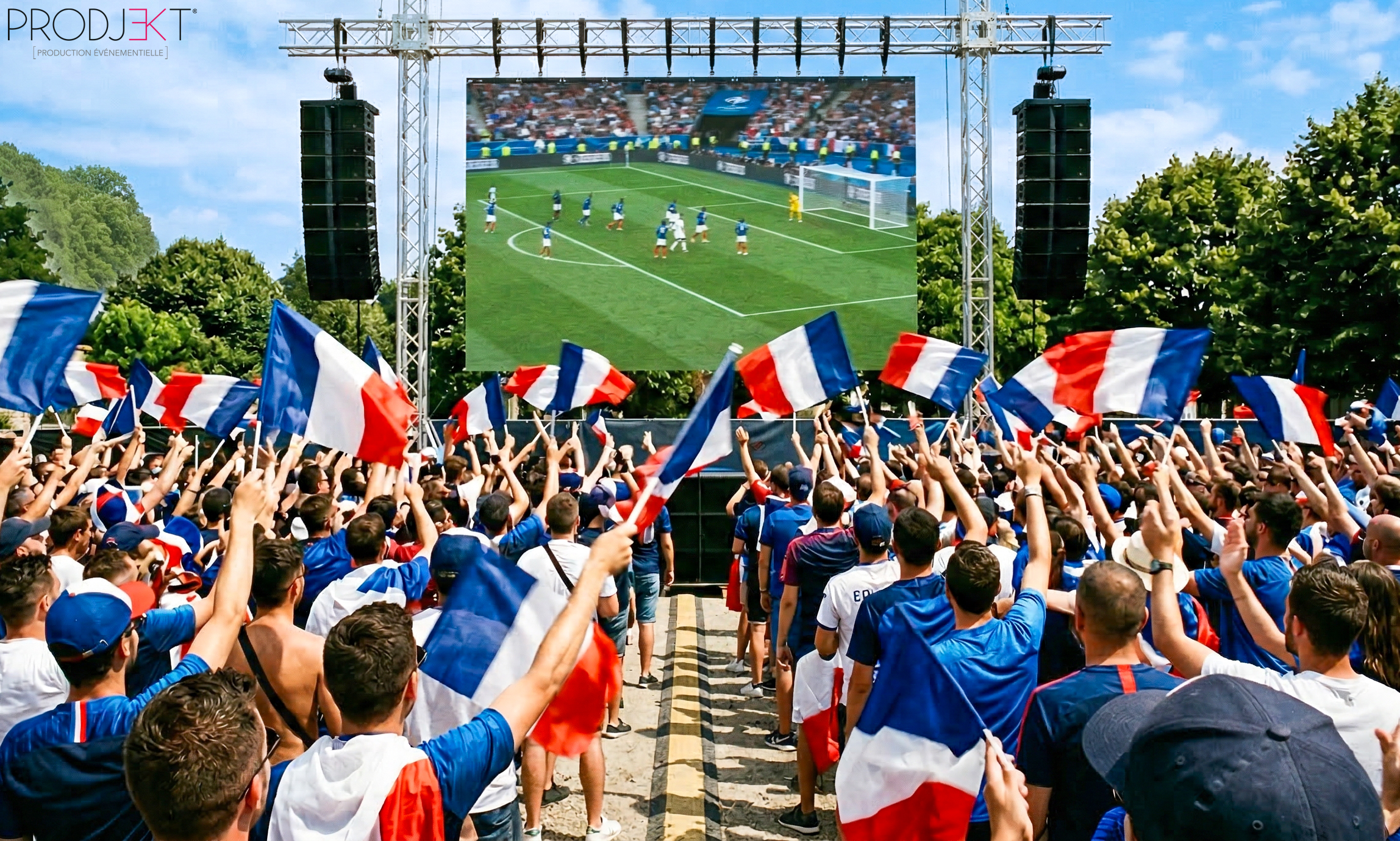Écran géant plein jour pour retransmission sportive